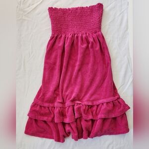 Juicy Couture Bright Pink Smocked Strapless Top (sz small/petite)